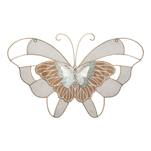Kovová závesná dekorácia Mauro Ferretti Butterfly Wood B, 64,5 x 39 cm