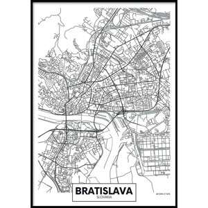 Nástenný plagát v ráme MAP/BRATISLAVA, 50 x 70 cm