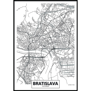 Nástenný plagát v ráme MAP/BRATISLAVA, 70 x 100 cm