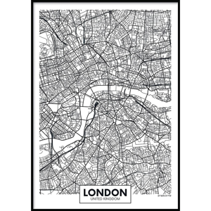 Nástenný plagát v ráme MAP/LONDON, 70 x 100 cm