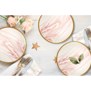 Sada 6 ružovo-bielych porcelánových dezertných tanierov Mia Lucid, ⌀ 19 cm