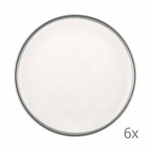 Súprava 6 bielych porcelánových dezertných tanierov Mia Halos Silver, ⌀ 19 cm