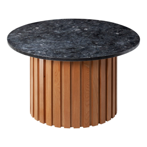 Čierny žulový konferenčný stolík s podnožím z dubového dreva RGE Moon, ⌀ 85 cm