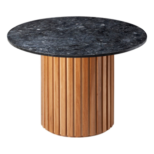 Čierny žulový jedálenský stôl s podnožím z dubového dreva RGE Moon, ⌀ 105 cm