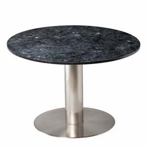 Čierny žulový jedálenský stôl s podnožím v striebornej farbe RGE Pepo, ⌀ 105 cm