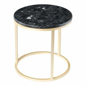 Čierny žulový stolík s podnožím v zlatej farbe RGE Crystal, ⌀ 50 cm