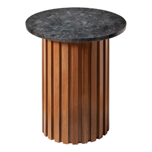 Čierny žulový stolík s dubovým podnožím RGE Moon, ⌀ 50 cm