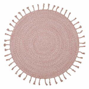 Ružový bavlnený ručne vyrobený koberec Octave, ø 110 cm