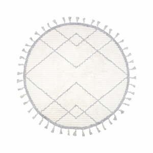 Bielo-sivý bavlnený ručne vyrobený koberec Nattiot, ø 120 cm