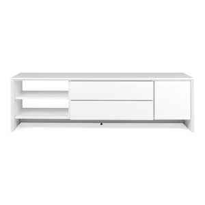 Biely jednodverový TV stolík s 2 zásuvkami a 2 poličkami Tenzo Profil