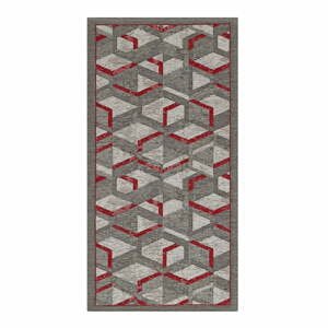 Sivo-červený behúň Floorita Hypnotik, 55 x 240 cm
