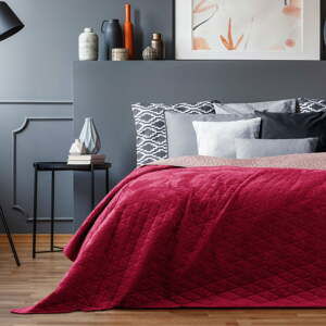 Červený pléd cez posteľ AmeliaHome Laila Mauve, 260 x 240 cm