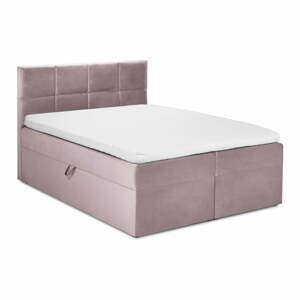 Ružová zamatová dvojlôžková posteľ Mazzini Beds Mimicry, 180 x 200 cm