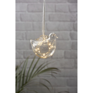 Transparentná LED svetelná dekorácia Best Season Bird, výška 14 cm