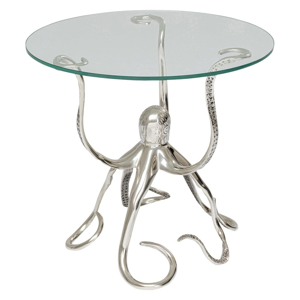 Dizajnový odkladací stolík v striebornej farbe Kare Design Octopus, ø 48 cm