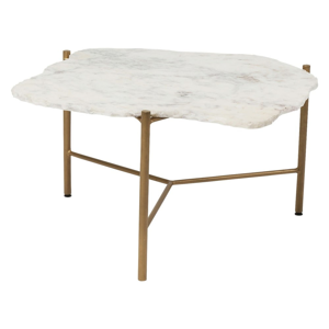 Biely konferenčný stolík s mramorovou doskou Kare Design Piedra, 76 x 72 cm