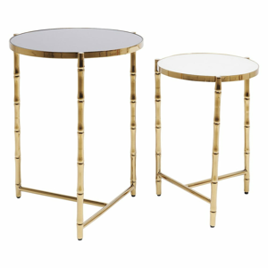Sada 2 odkladacích stolíkov v zlatej farbe Kare Design Hipster Bamboo, ø 44,5 cm