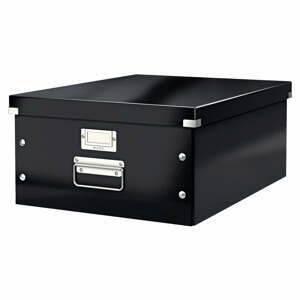 Čierny kartónový úložný box s vekom Click&Store - Leitz