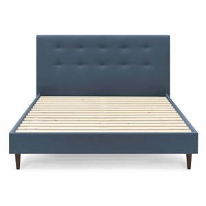 Modrá dvojlôžková posteľ Bobochic Paris Rory Dark, 180 x 200 cm