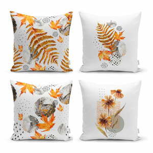 Súprava 4 dekoratívnych obliečok na vankúše Minimalist Cushion Covers Gold Leaves, 45 x 45 cm