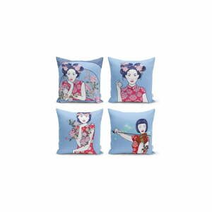 Súprava 4 dekoratívnych obliečok na vankúše Minimalist Cushion Covers Eastern Culture, 45 x 45 cm