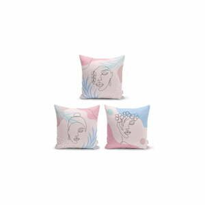 Súprava 3 dekoratívnych obliečok na vankúše Minimalist Cushion Covers Minimalist Face, 45 x 45 cm