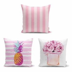 Súprava 3 obliečok na vankúše Minimalist Cushion Covers Pink Striped, 45 x 45 cm