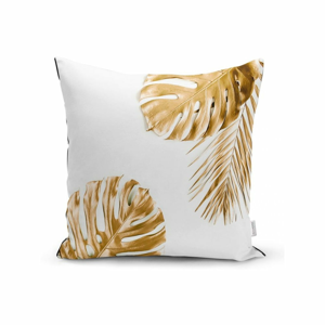 Obliečka na vankúš Minimalist Cushion Covers Gold Gray Leaves, 45 x 45 cm