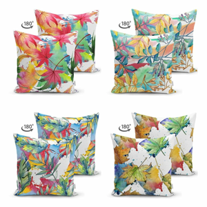Súprava 4 obliečok na vankúš Minimalist Cushion Covers Colorful Flowers, 45 x 45 cm