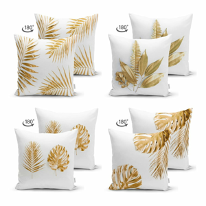 Súprava 4 obliečok na vankúš Minimalist Cushion Covers Leaves, 45 x 45 cm