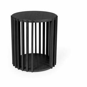 Čierny odkladací stolík Woodman Drum, ø 53 cm