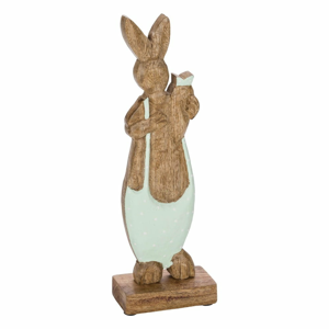 Drevená veľkonočná dekorácia so zelenými detailmi Ego Dekor Easter Bunny