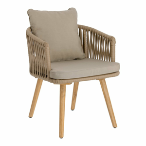 Záhradné stoličky z akáciového dreva s béžovým polstrovaním La Forma Hemilce