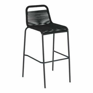 Čierna barová stolička s oceľovou konštrukciou La Forma Glenville, výška 74 cm