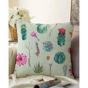 Zelená obliečka na vankúš s prímesou bavlny Minimalist Cushion Covers Succulent, 55 x 55 cm