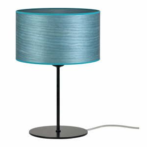 Modrá stolová lampa z prírodnej dyhy Bulb Attack Ocho S, ⌀ 25 cm