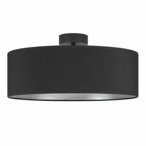 Čierne stropné svietidlo s detailom v striebornej farbe Bulb Attack Tres XL, ⌀ 45 cm