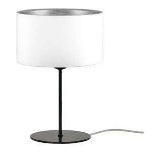 Biela stolová lampa s detailom v striebornej farbe Bulb Attack Tres S, ⌀ 25 cm