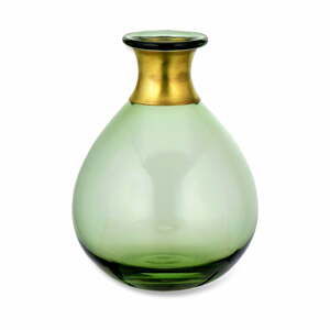 Zelená sklenená váza Nkuku Miza, výška 16,5 cm