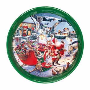 Okrúhly zelený podnos s vianočným motívom Brandani, ⌀ 38 cm