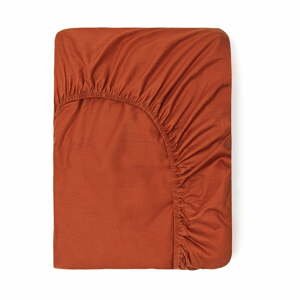 Tmavá oranžová bavlnená elastická plachta Good Morning, 180 x 200 cm