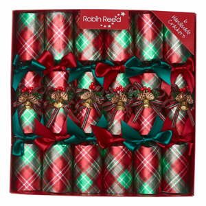Súprava 6 vianočných crackerov Robin Reed Tartan Bells