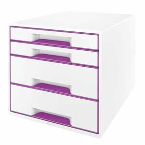 Bielo-fialový zásuvkový box Leitz WOW CUBE, 4 zásuvky