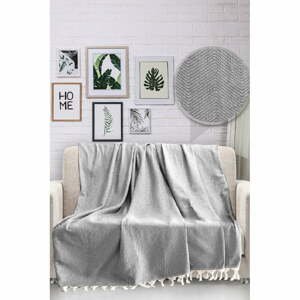 Sivý bavlnený pléd cez posteľ Viaden HN, 170 x 230 cm