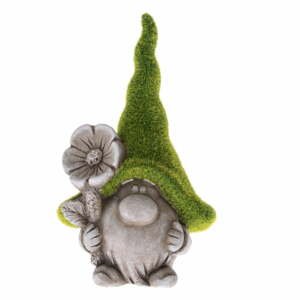 Sivo-zelená keramická dekorácia Dakls Gnome, výška 25 cm
