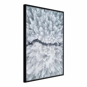 Plagát v ráme Artgeist Winter Forest From a Bird's Eye View, 40 x 60 cm
