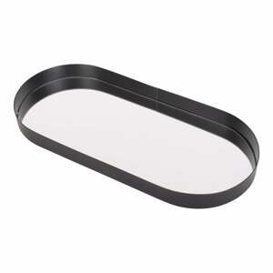 Čierny podnos so zrkadlom PT LIVING Oval, šírka 18 cm