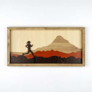 Drevený obraz Kate Louise Running Woman, 50 x 25 cm