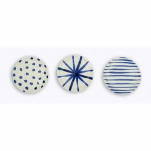 Súprava 3 dezertných keramických tanierov Madre Selva Blue Dots, 18 cm