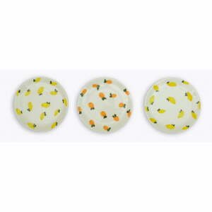Súprava 3 dezertných keramických tanierov Madre Selva Lemons and Oranges, 18 cm